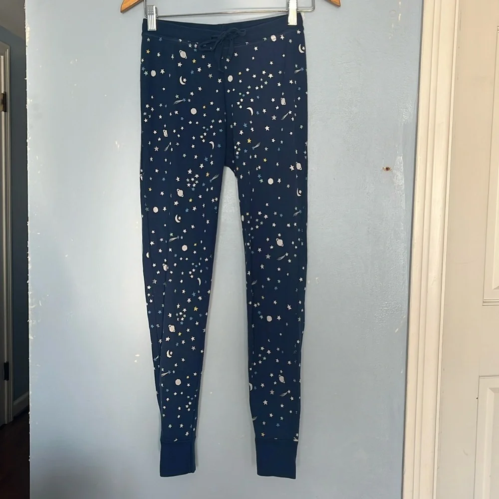 Hanna Andersson Sprinkle Of Stars Blue Night Sky Matching Long John Pajamas - Picture 2 of 6